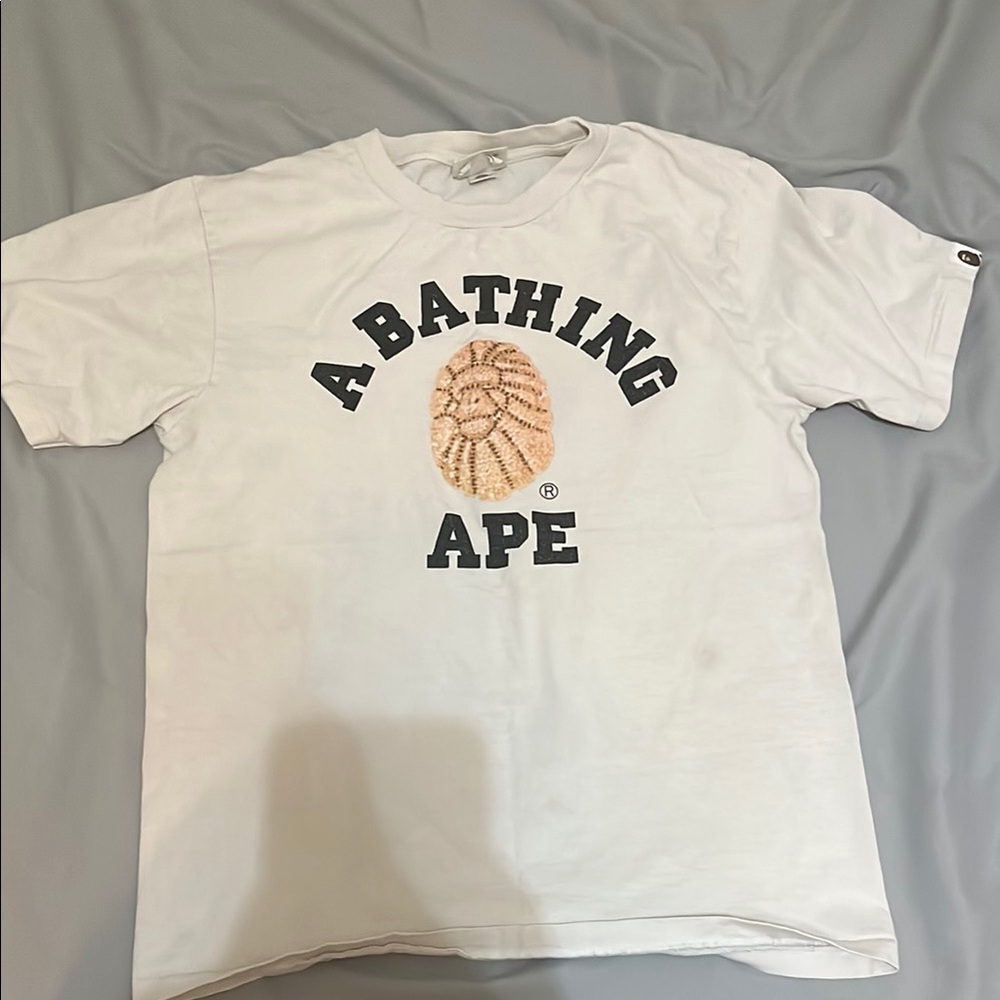Bape White Short Sleeve Tee with Iconic Logo